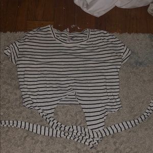 Black and White Crop Top With Tie in the Front